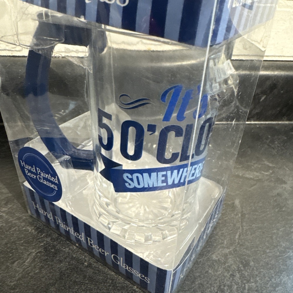 Lot Of 2 It's 5 O'Clock Somewhere' Hand Painted 15.8 oz Beer Glasses (new) - Picture 4 of 8